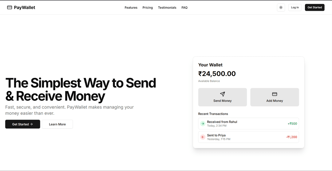 PayWallet β Peer-to-Peer Payment App